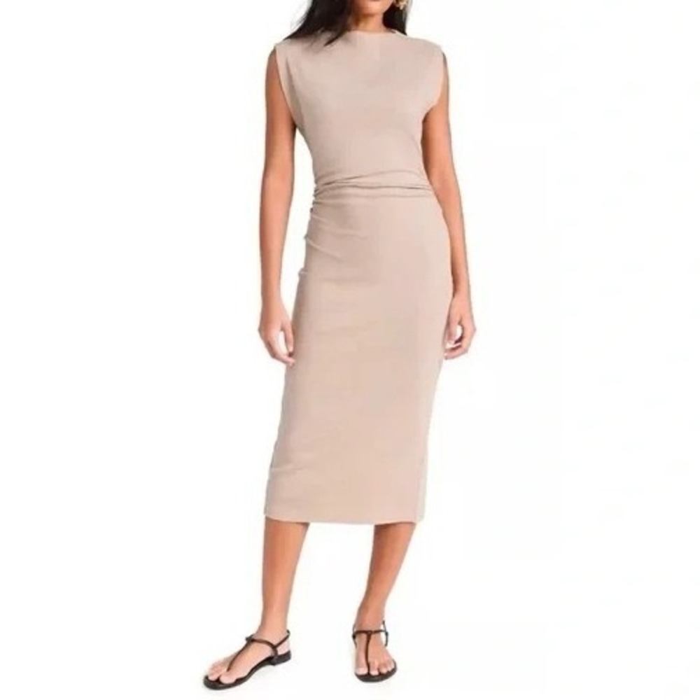 NWT YFB Young Fabulous & Broke Jodie Bodycon Ruched Midi Dress, Shiitake XS